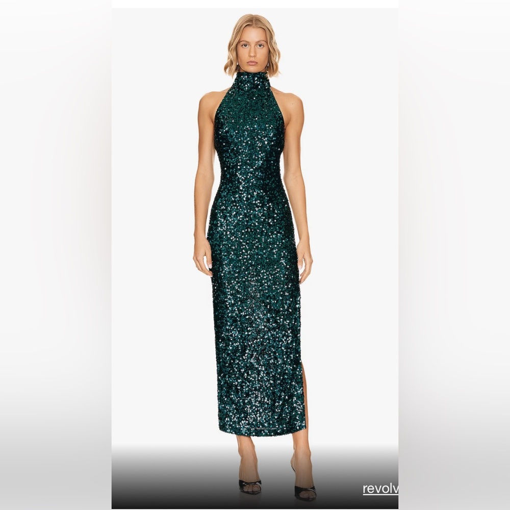 ROTATE Halterneck Dress in Sea Moss